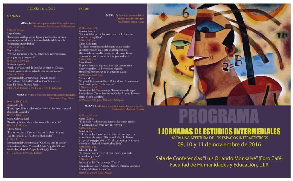 Programa I Jornadas de Estudios Intermediales 1