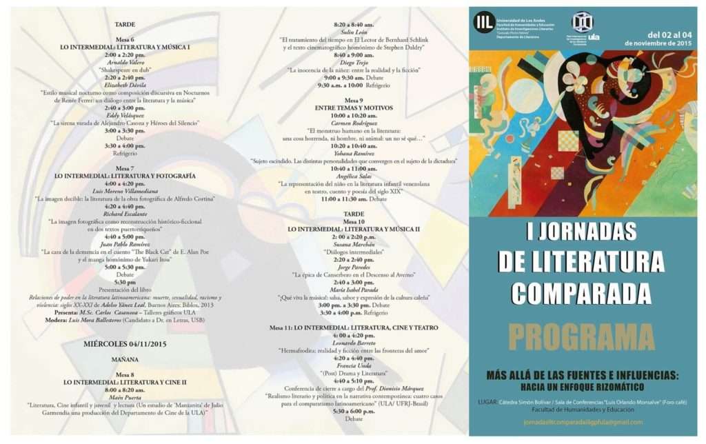 Programa I Jornadas de Literatura Comparada Parte 1