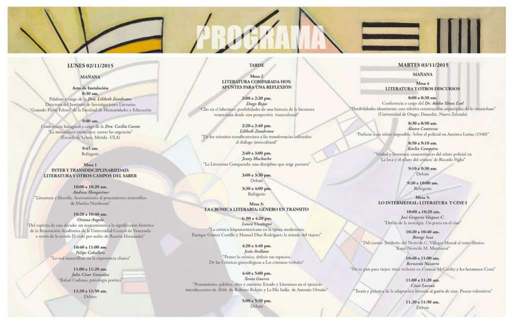 Programa I Jornadas de Literatura Comparada Parte 2